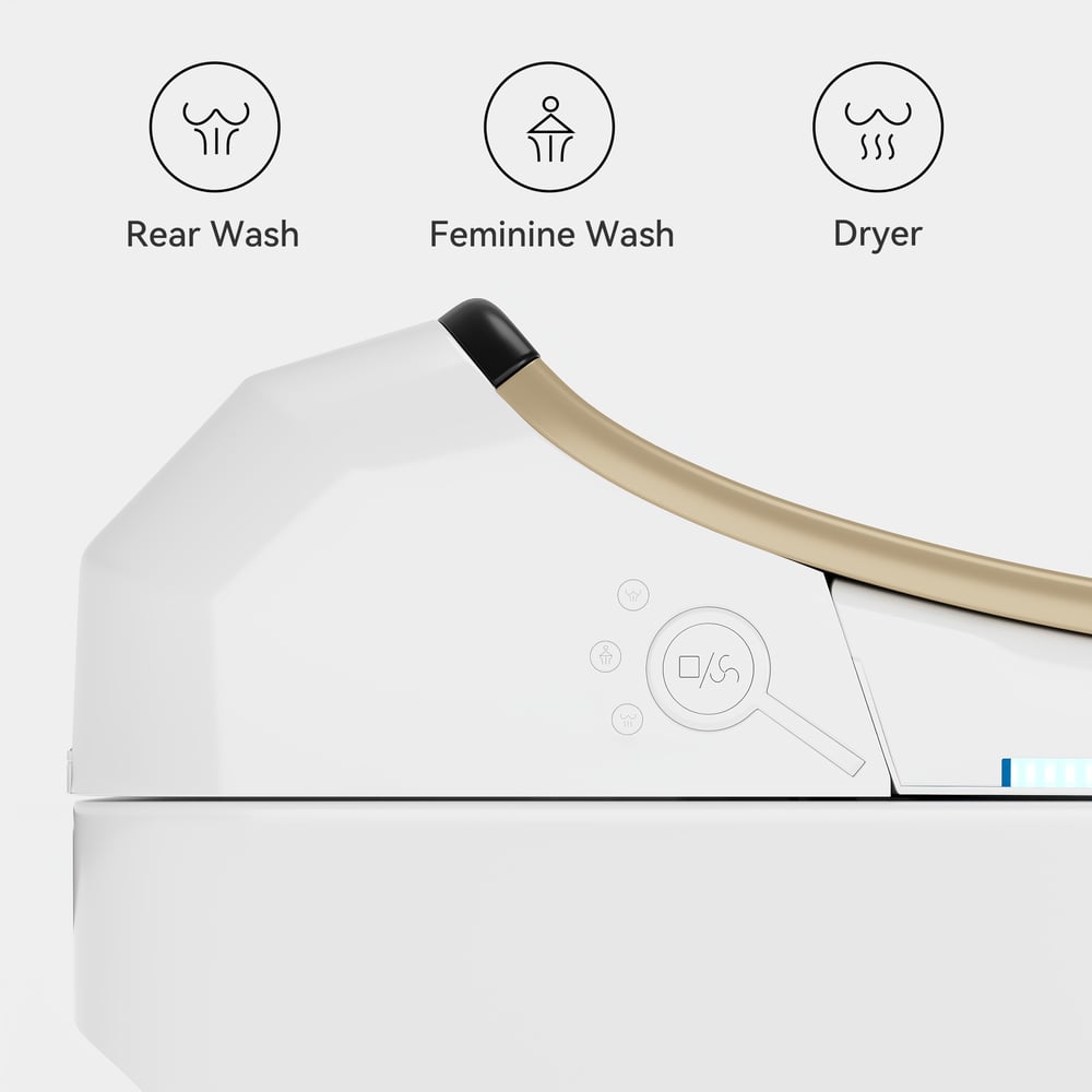 Hynova AX2 Pro Smart Bidet Toilet with Aromatherapy, Rose Gold, 1.28 GPF