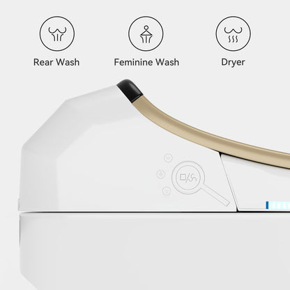 Hynova AX2 Pro Smart Bidet Toilet with Aromatherapy, Rose Gold, 1.28 GPF