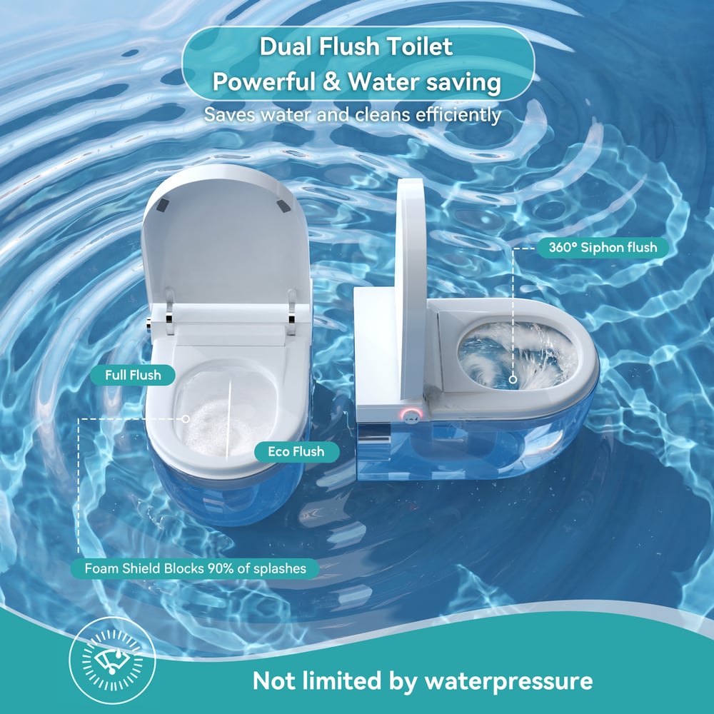 Airloo S2 Wall-Mounted Smart Bidet Toilet with In-Wall Tank, UV sterilization, 1.32 GPF