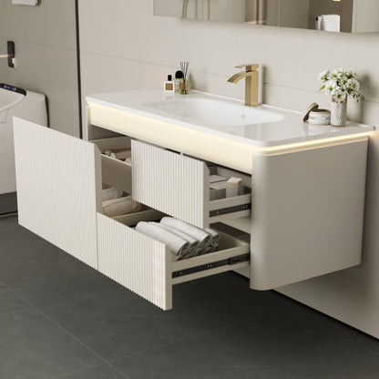Bathroom Vanity Set 47.2" Modern Warm White LED Floating Bathroom Vanity with Sink