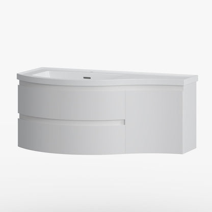35" Floating Single Curved Bathroom Vanity with Sink & Storage