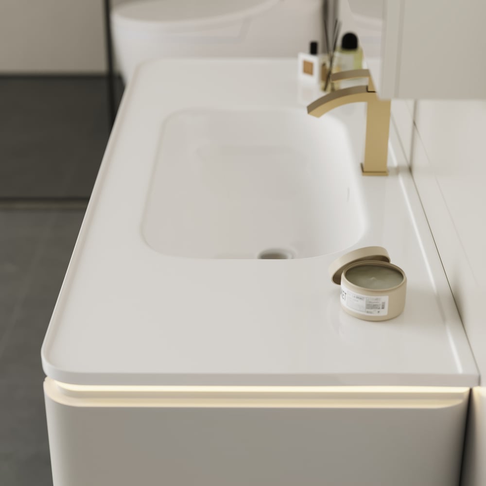 Bathroom Vanity Set 47.2" Modern Warm White LED Floating Bathroom Vanity with Sink