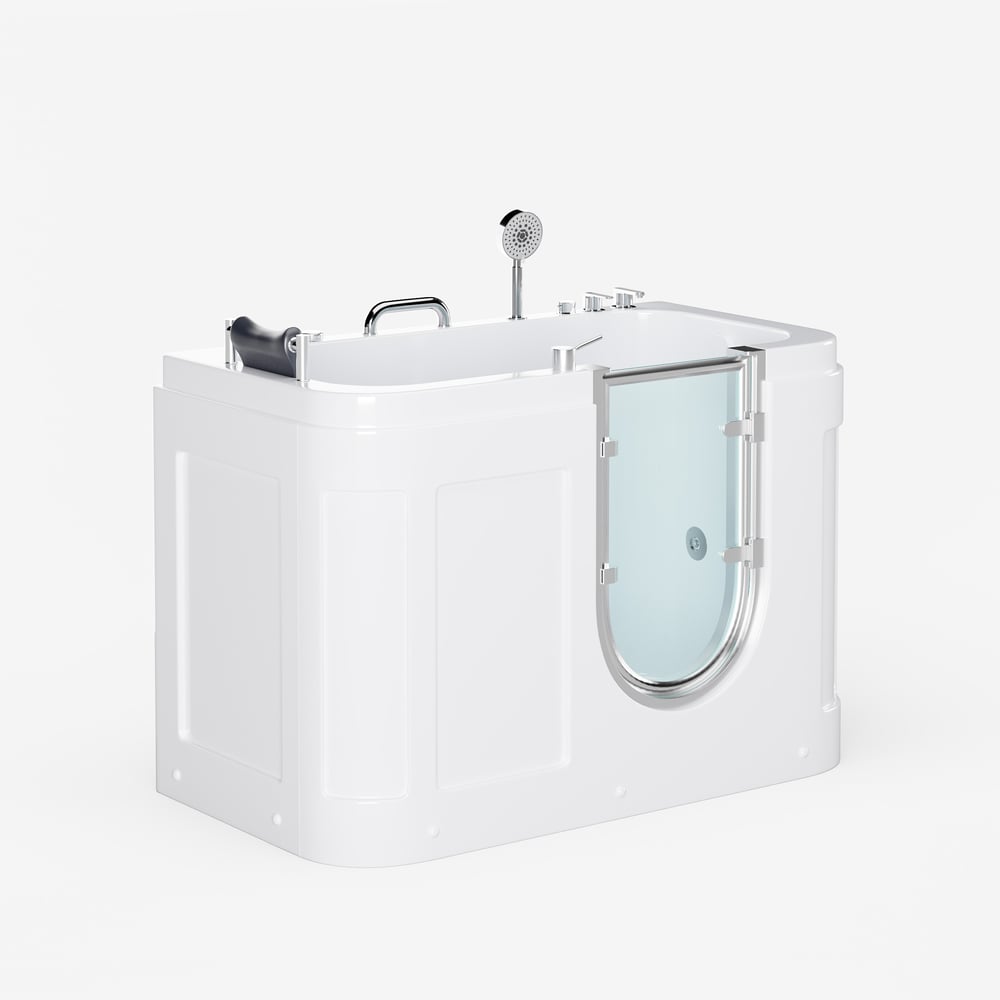 53" Walk In Whirlpool Bathtub with Built-in Seat, Massage Jets,Thermostatic Control