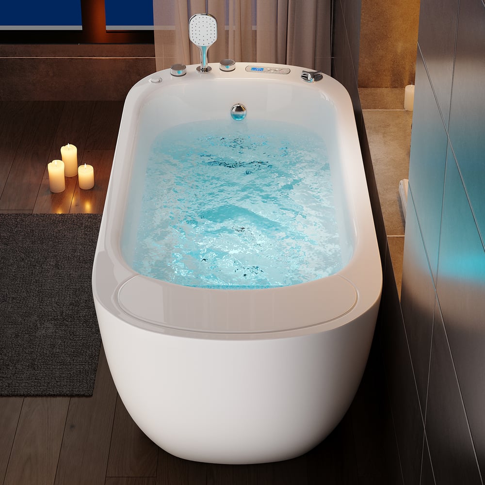 67" 2-Person Whirlpool Bathtub with Massage Jets & Thermostatic Control