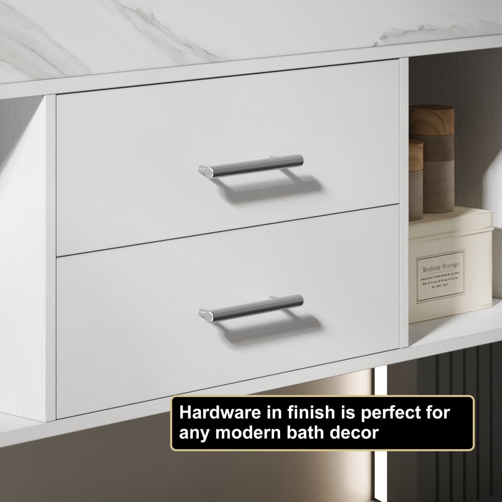 Modern 35.4" Floating Single Bathroom Vanity with Sink, Sintered Stone Top