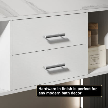 Modern 35.4" Floating Single Bathroom Vanity with Sink, Sintered Stone Top