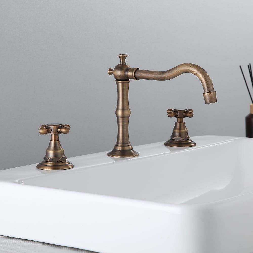 Chester Traditional Double Handle Bathroom Widespread Sink Faucet Victorian Spout