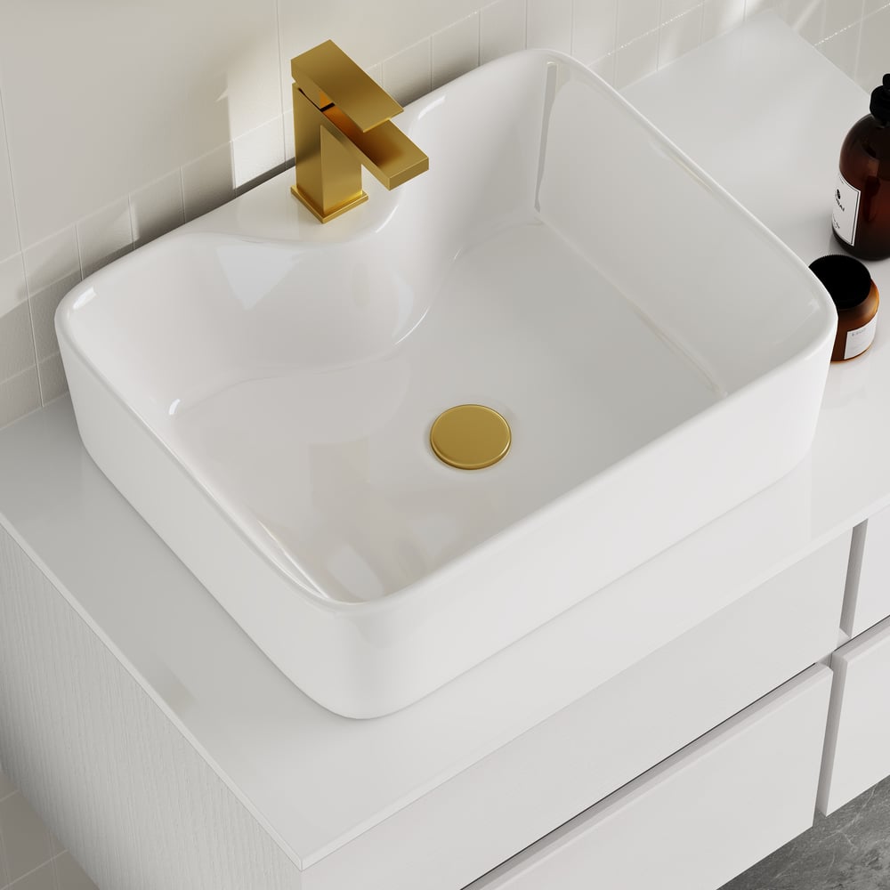 Modern 31.5" Floating Single Bathroom Vanity with Stone Resin Top, Ceramic Basin