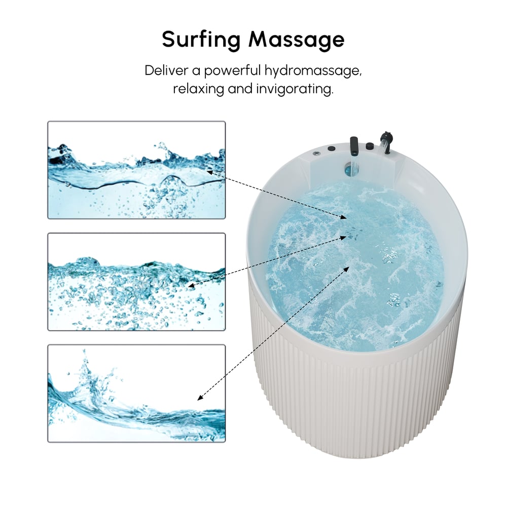 67" Fluted Acrylic Whirlpool Bathtub with Jetted Massage Temperature Control