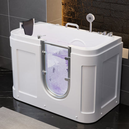 53" Walk In Whirlpool Bathtub with Built-in Seat, Massage Jets,Thermostatic Control