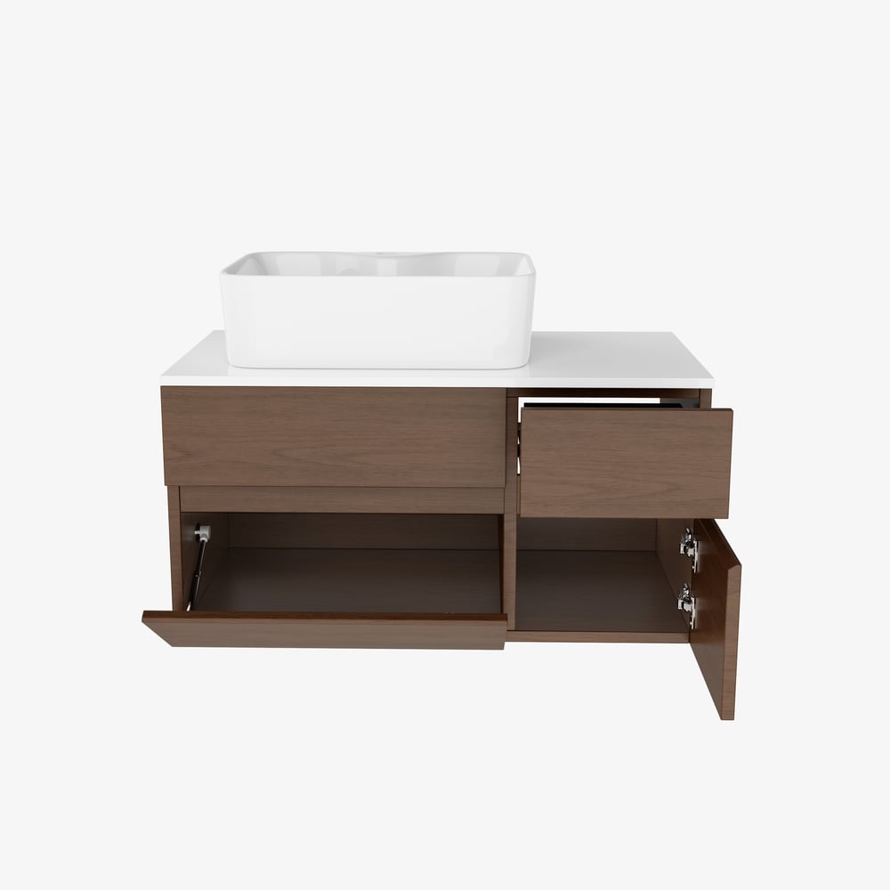 Modern 31.5" Floating Single Bathroom Vanity with Stone Resin Top, Ceramic Basin