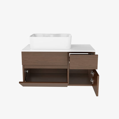 Modern 31.5" Floating Single Bathroom Vanity with Stone Resin Top, Ceramic Basin