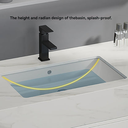 Modern 39" White Floating Single Bathroom Vanity with Sintered Stone Top and Sink