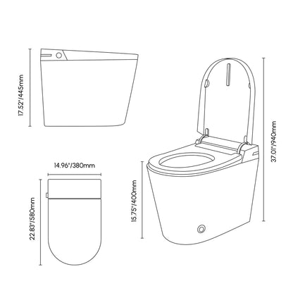 Fitro H2 Pro Compact Smart Bidet Toilet with Built-In Tank, UV Sterilization, 1.32 GPF