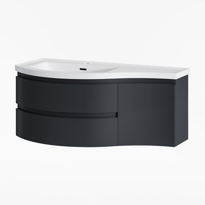 35" Floating Single Curved Bathroom Vanity with Sink & Storage