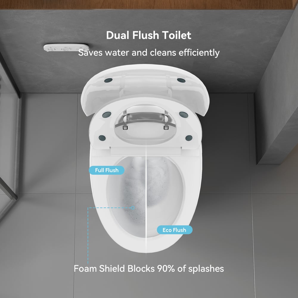 Oluxe G3 Egg-Shape Automatic Smart Bidet Toilet with Built-in Tank, Dual Flush 1.32/1.58 GPF