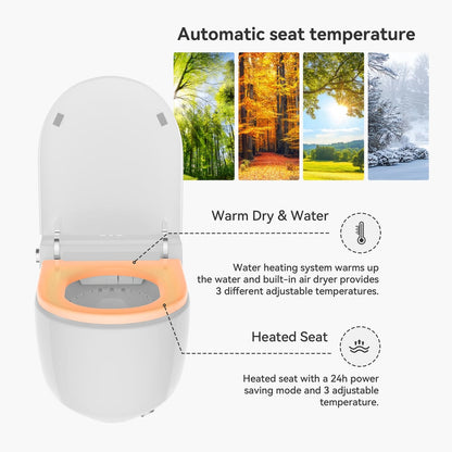 Airloo S2 Wall-Mounted Smart Bidet Toilet with In-Wall Tank, UV sterilization, 1.32 GPF