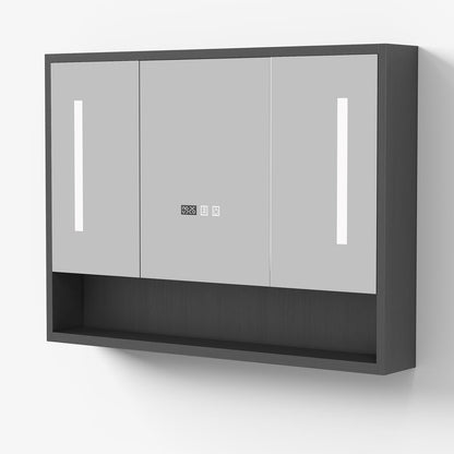 39.4" Black Floating Bathroom Vanity Set with LED Medicine Cabinet