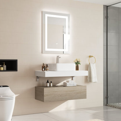 Modena 35.4"Floating Single Bathroom Vanity with Sink, Sintered Stone Top