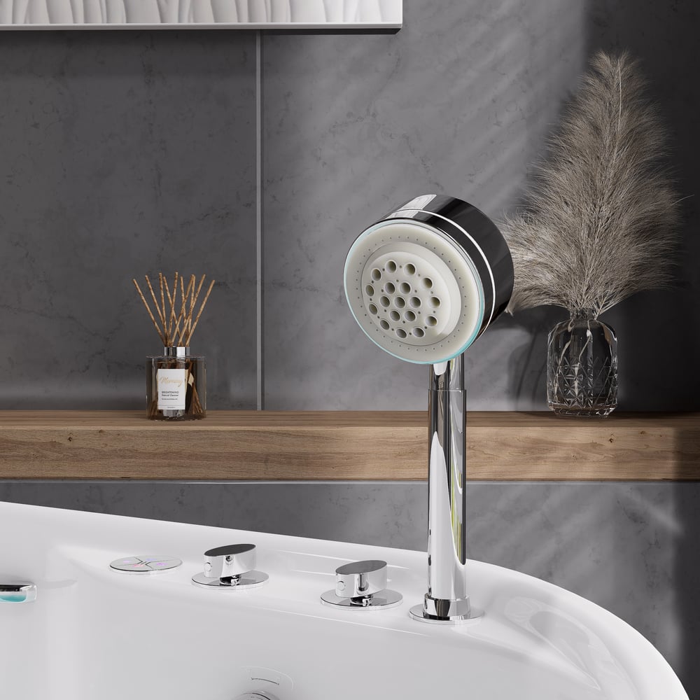 39" Compact Deep Oval Acrylic Whirlpool Bathtub with Massage Jets & Thermostatic Control