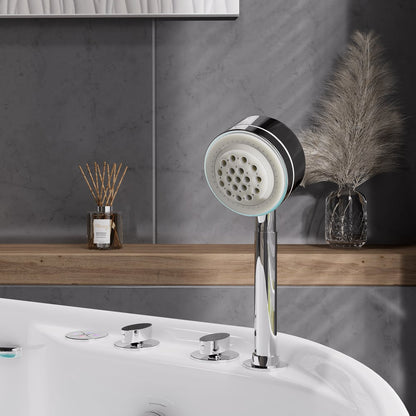 39" Compact Deep Oval Acrylic Whirlpool Bathtub with Massage Jets & Thermostatic Control