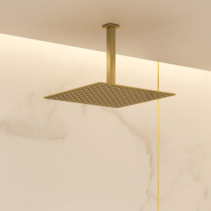 Dual Head Shower System – 12" Ceiling & 8" Wall Shower with Handheld, Solid Brass