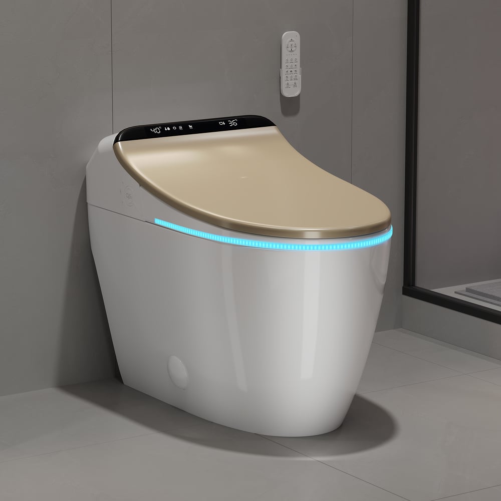 Hynova AX2 Pro Smart Bidet Toilet with Aromatherapy, Rose Gold, 1.28 GPF