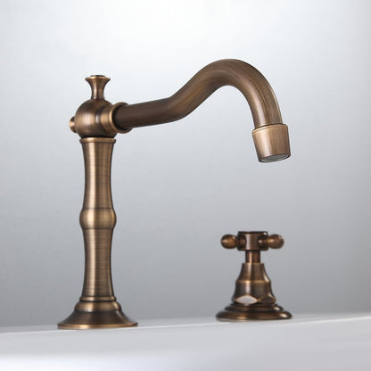 Chester Traditional Double Handle Bathroom Widespread Sink Faucet Victorian Spout
