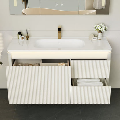 Bathroom Vanity Set 47.2" Modern Warm White LED Floating Bathroom Vanity with Sink