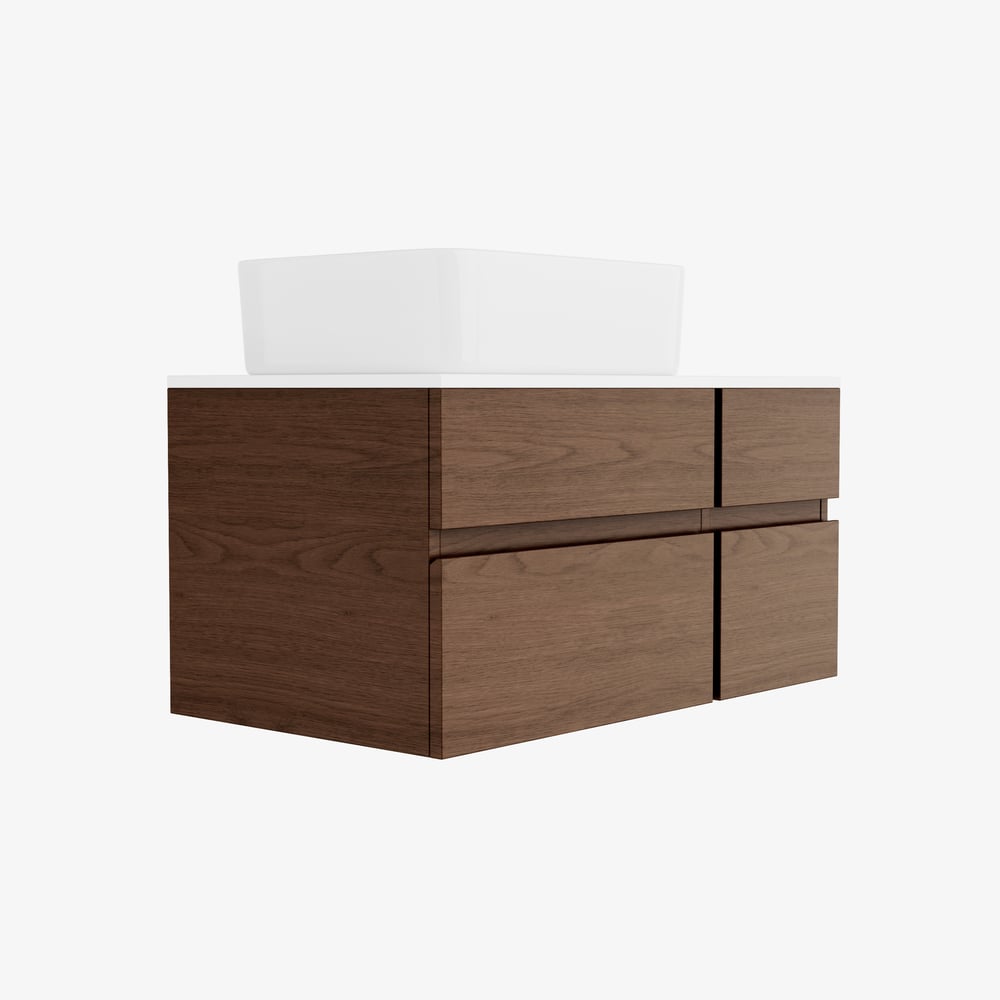Modern 31.5" Floating Single Bathroom Vanity with Stone Resin Top, Ceramic Basin