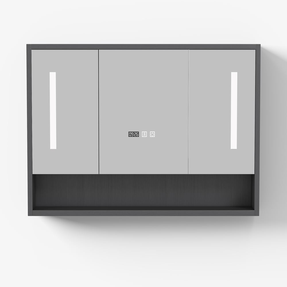 39.4" Black Floating Bathroom Vanity Set with LED Medicine Cabinet