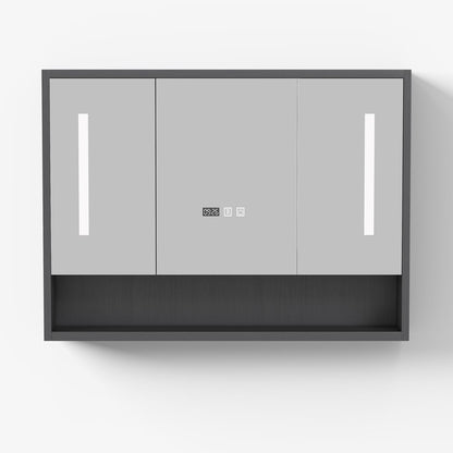 39.4" Black Floating Bathroom Vanity Set with LED Medicine Cabinet