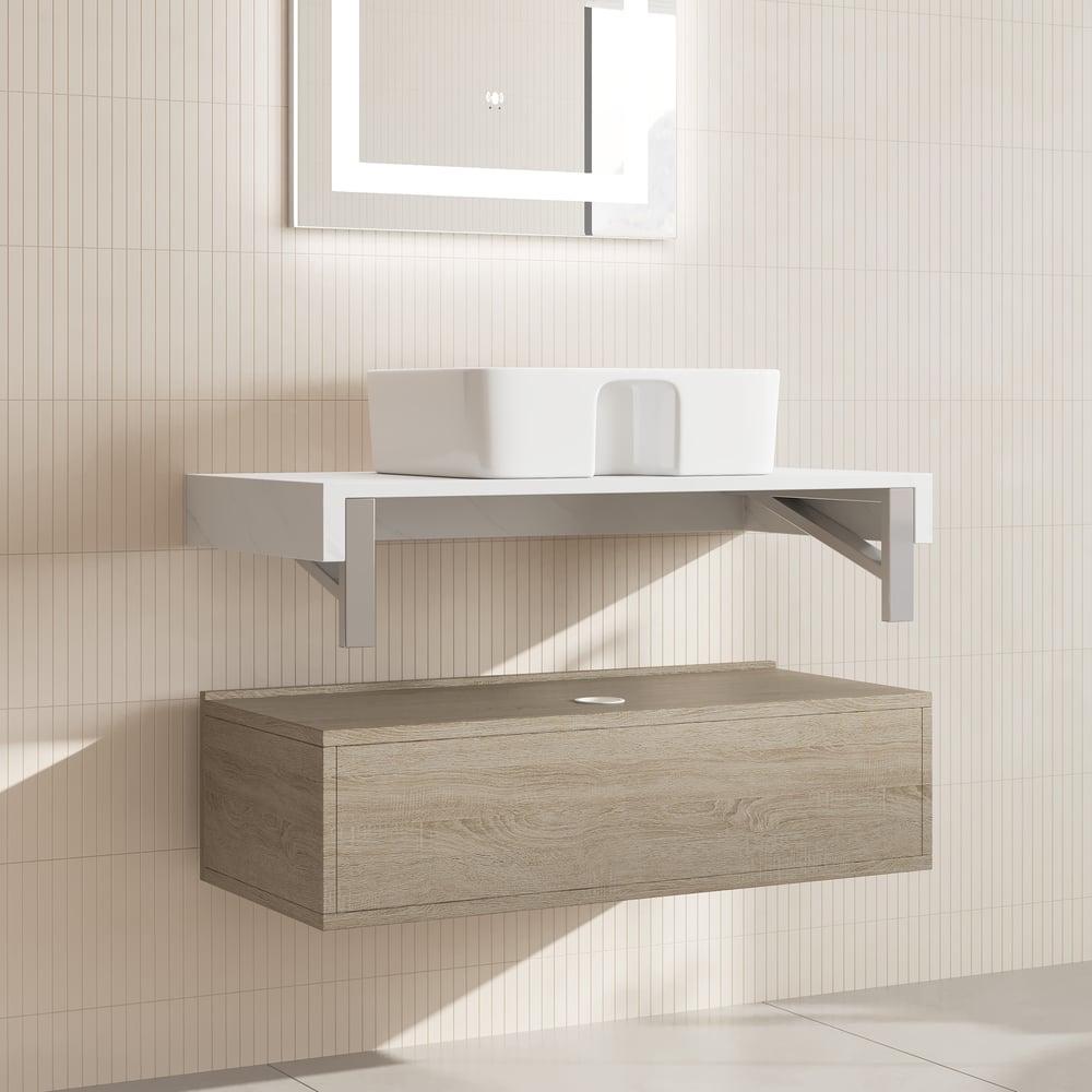 Modena 35.4"Floating Single Bathroom Vanity with Sink, Sintered Stone Top