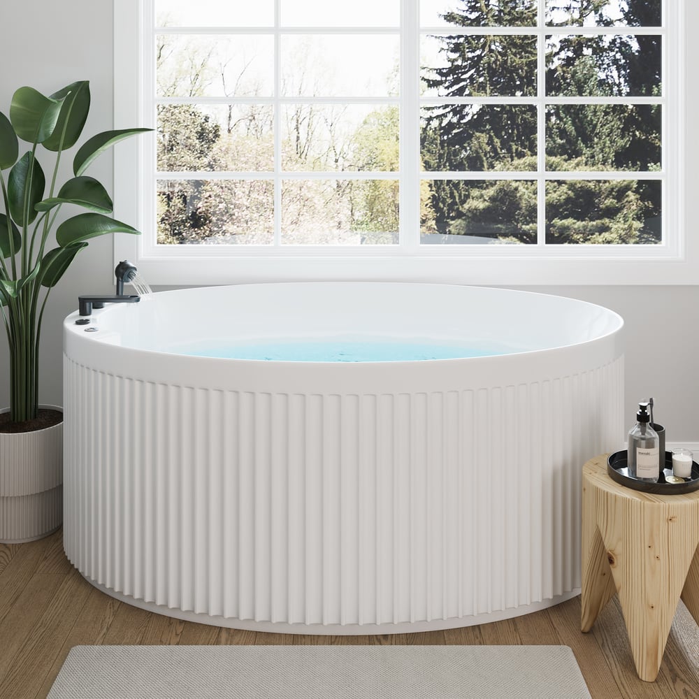 67" Fluted Acrylic Whirlpool Bathtub with Jetted Massage Temperature Control