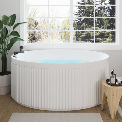 67" Fluted Acrylic Whirlpool Bathtub with Jetted Massage Temperature Control