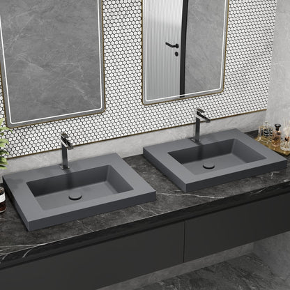 23"Rectangular Concrete Gray Drop-in Bathroom Sink