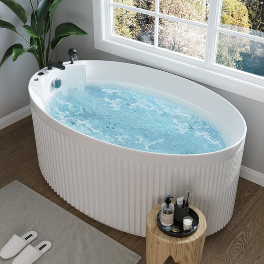 67" Fluted Acrylic Whirlpool Bathtub with Jetted Massage Temperature Control