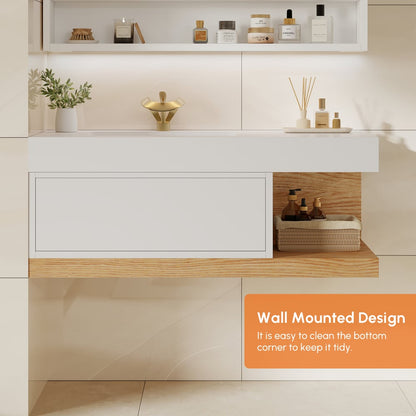 59" Floating Bathroom Vanity & LED Medicine Cabinet Set