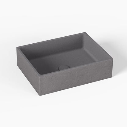 18'' Gray Concrete Vessel Sink Modern Rectangular Countertop Basin for Bathroom Vanity