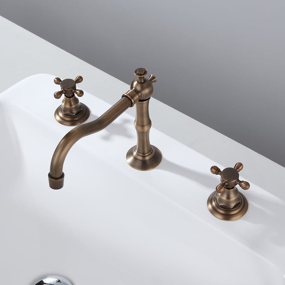 Chester Traditional Double Handle Bathroom Widespread Sink Faucet Victorian Spout
