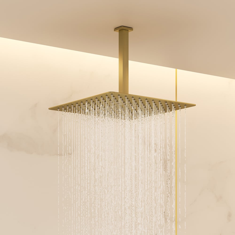 Dual Head Shower System – 12" Ceiling & 8" Wall Shower with Handheld, Solid Brass