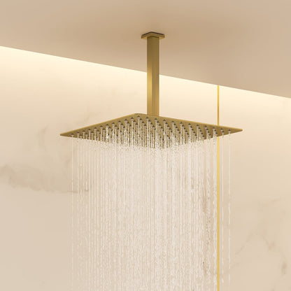 Dual Head Shower System – 12" Ceiling & 8" Wall Shower with Handheld, Solid Brass