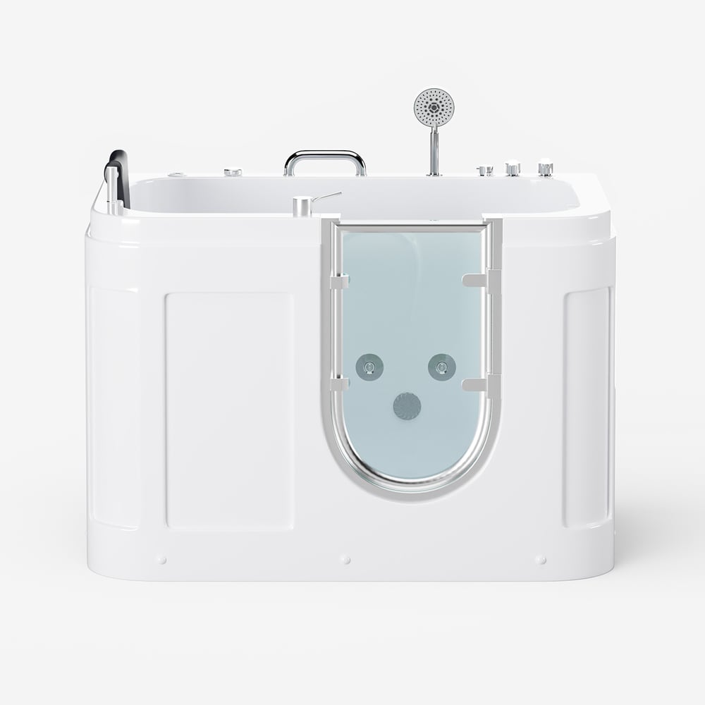 53" Walk In Whirlpool Bathtub with Built-in Seat, Massage Jets,Thermostatic Control