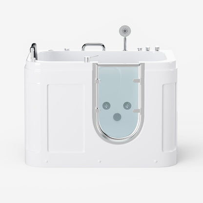 53" Walk In Whirlpool Bathtub with Built-in Seat, Massage Jets,Thermostatic Control