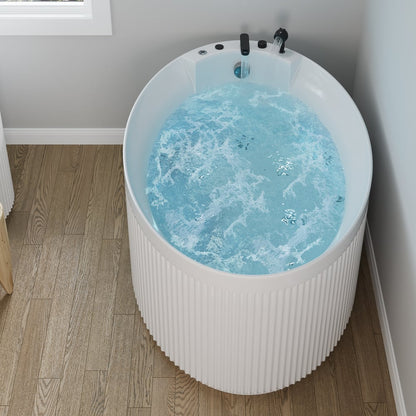 67" Fluted Acrylic Whirlpool Bathtub with Jetted Massage Temperature Control