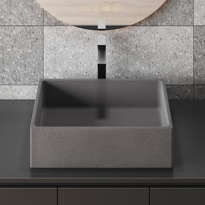 18'' Gray Concrete Vessel Sink Modern Rectangular Countertop Basin for Bathroom Vanity