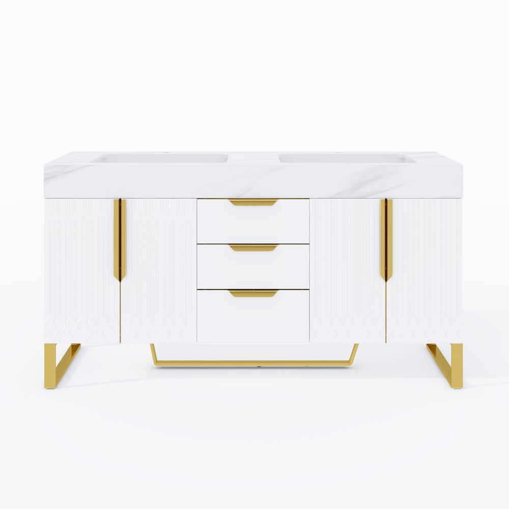Aro 59" Double Bathroom Vanity & 59" Bathroom Storage Cabinet Set
