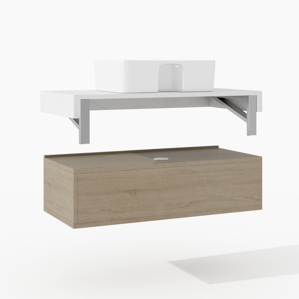 Modena 35.4"Floating Single Bathroom Vanity with Sink, Sintered Stone Top