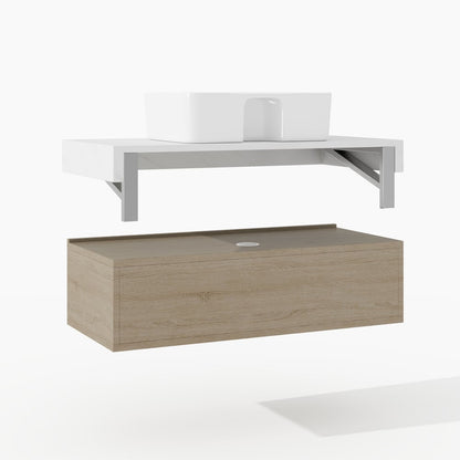 Modena 35.4"Floating Single Bathroom Vanity with Sink, Sintered Stone Top
