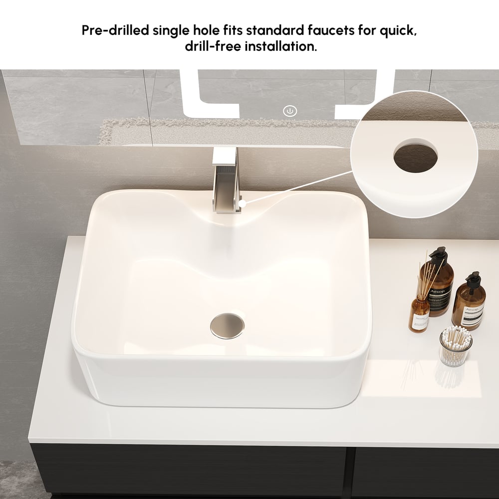 Modern 31" Floating Single Bathroom Vanity with Stone Resin Top, Ceramic Basin